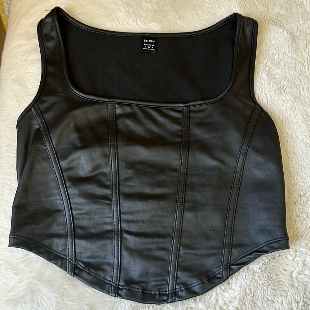 Black Leather Corset Style Tank